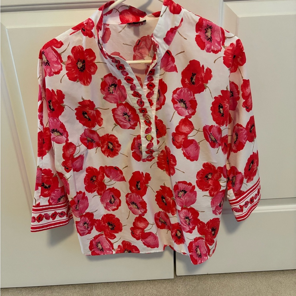 Talbots Red Popover blouse